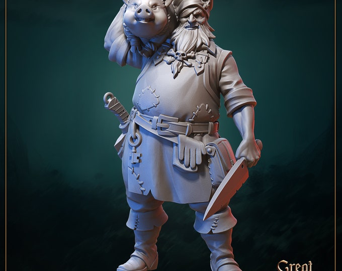 Samuel O'Fish - 35mm Heroic Scale Fantasy Resin Miniature by Great Grimoire | Gathering Storm | Dream It Make it 3d