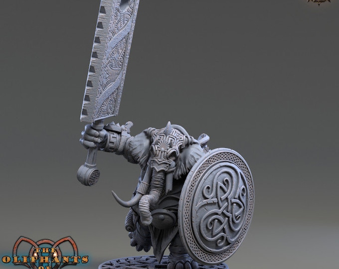 Hanno Flatslap | The Oliphants of Red Ridge| 3D Printed 32mm or 75mm-scale resin model by Daybreak Miniatures