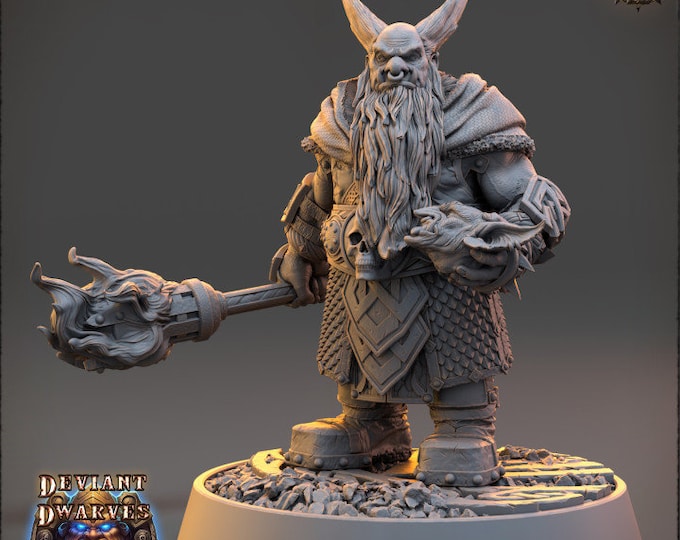 Vladkaz Of The Burning Earth | Deviant Dwarves of the Pandemonium | Daybreak Miniatures |5E Resin Miniatures |Dwarf Tabletop Warrior