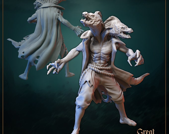 Seabert the Eelheads - 35mm Heroic Scale Fantasy Resin Miniature by Great Grimoire | Gathering Storm | Dream It Make it 3d