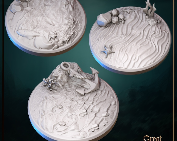 50mm Bases Special Themed Set of 3 - 35mm Heroic Scale Fantasy Resin Miniature by Great Grimoire | Gathering Storm | Dream It Make it 3d