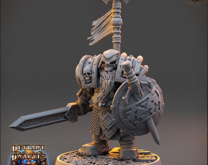 Szigalf Skullmount| Deviant Dwarves of the Pandemonium | Daybreak Miniatures |5E Resin Miniatures | Tabletop Gaming |Dwarf Tabletop Warrior