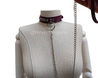 Custom Letter Faux Leather Choker: Metal Accent Collar