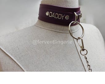 Custom Faux Leather Choker, Metal Letter Collar, Personalized Name