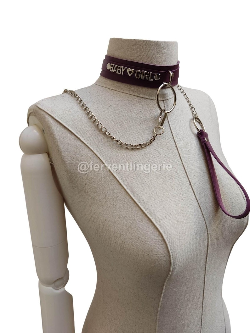 Custom Metal Letter Leather Choker: Personalized Sub Collar With Leash ...