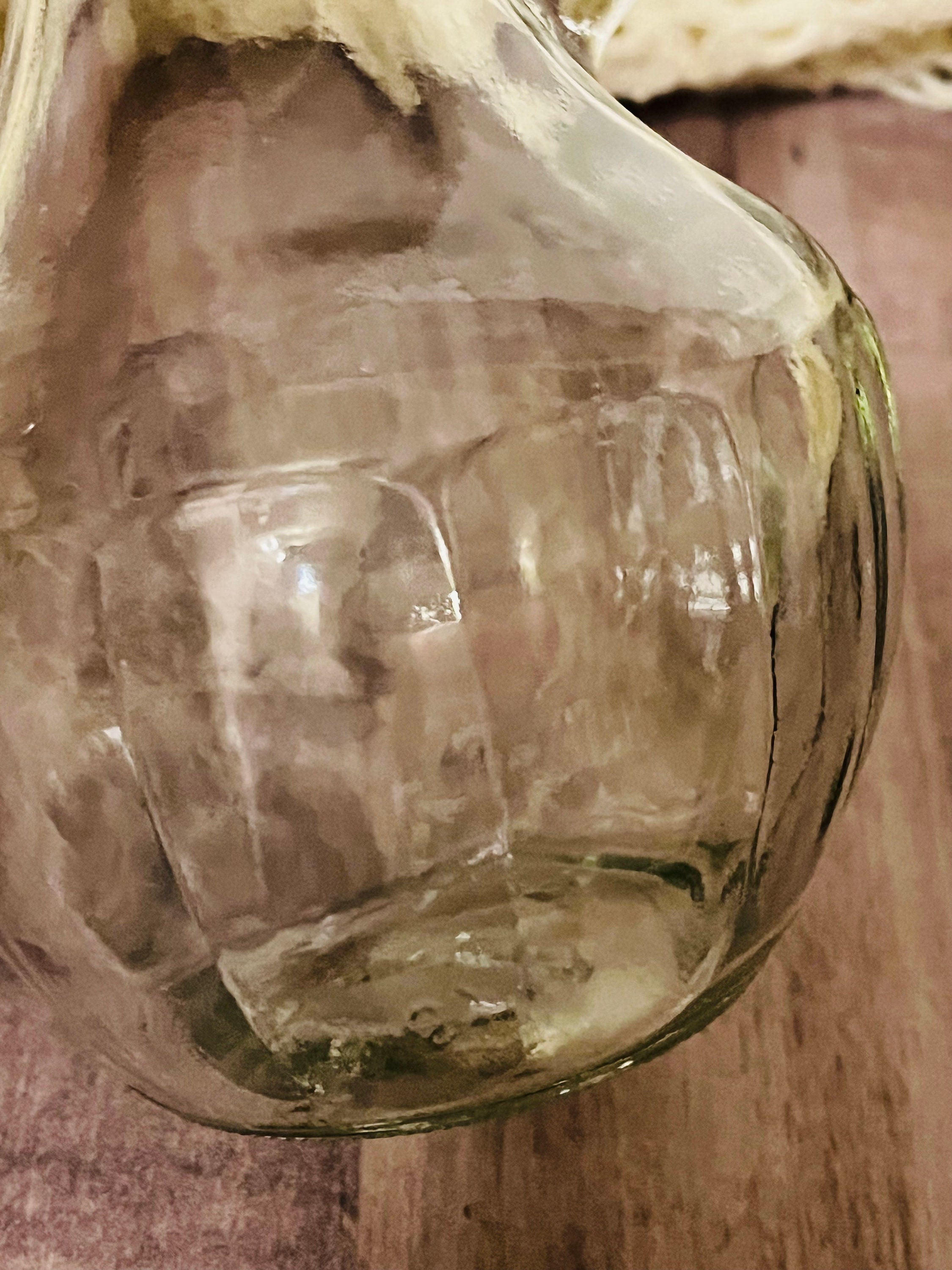 Vintage Anchor Clear Glass Bottle Vase With Loop Handle & Cork Etsy