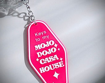 Mojo Dojo Casa House Keychain, Gift for New Home, Gift, Friendship, Friends Gift, Pink Keychain