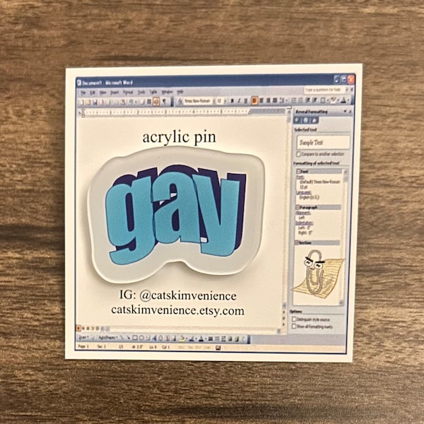 WordArt Gay Pride Pin