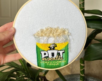 Pot Noodle 6 inch Embroidery hoop