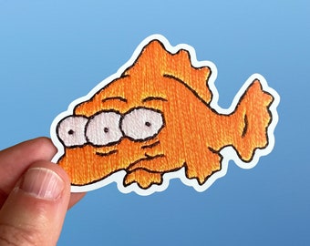 Blinky the Fish Simpsons Vinyl Sticker: Embroidered Effect Laptop Decal