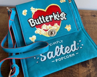 Hand painted Customized Butterkist Popcorn Shoulder Bag