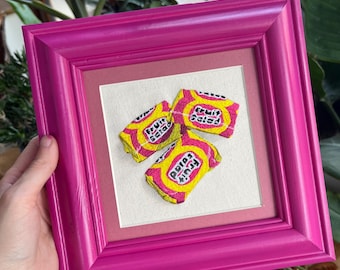 Embroidered Fruit Salad Candy - Classic British Sweets - Framed