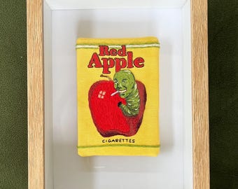 Red Apple Cigarettes 3D Embroidered Art - Framed - Tarantino Universe