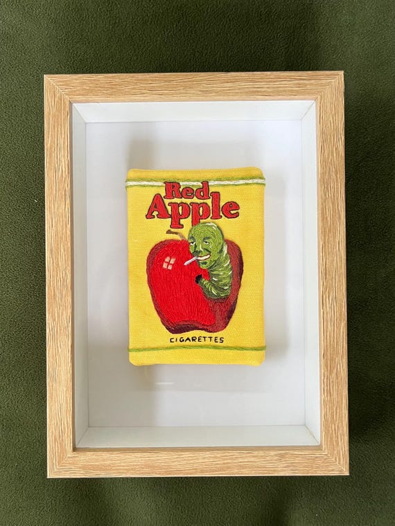 Red Apple Cigarettes 3D Embroidered Art - Framed - Tarantino Universe