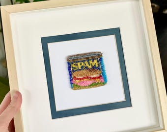 Beaded Spam Tin - Framed Art