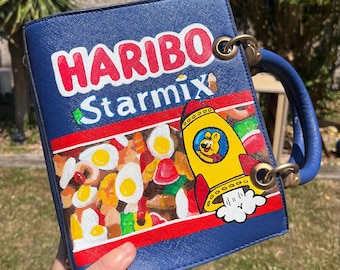 Haribo Blue Handpainted Handbag - top hand / shoulder bag