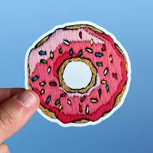 Autocollant en vinyle Donut des Simpsons | effet brodé | Motifs Simpsons | Sticker pour ordinateur portable | Sticker Hydroflask