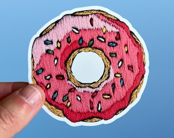 Simpsons Donut Vinyl Sticker: Embroidered Effect Laptop Decal