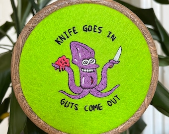 The Simpsons Squid “knife goes in guts come out” japanese 4 inch Embroidery hoop