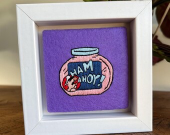 Ham Ahoy Simpsons Embroidery 10cm x 10cm Box Frame