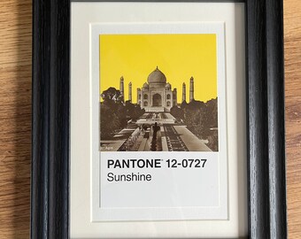 Framed Taj Mahal Vintage Postcard Pantone