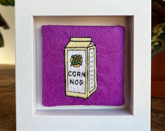 Corn nog Simpsons Embroidery 10cm x 10cm Box Frame