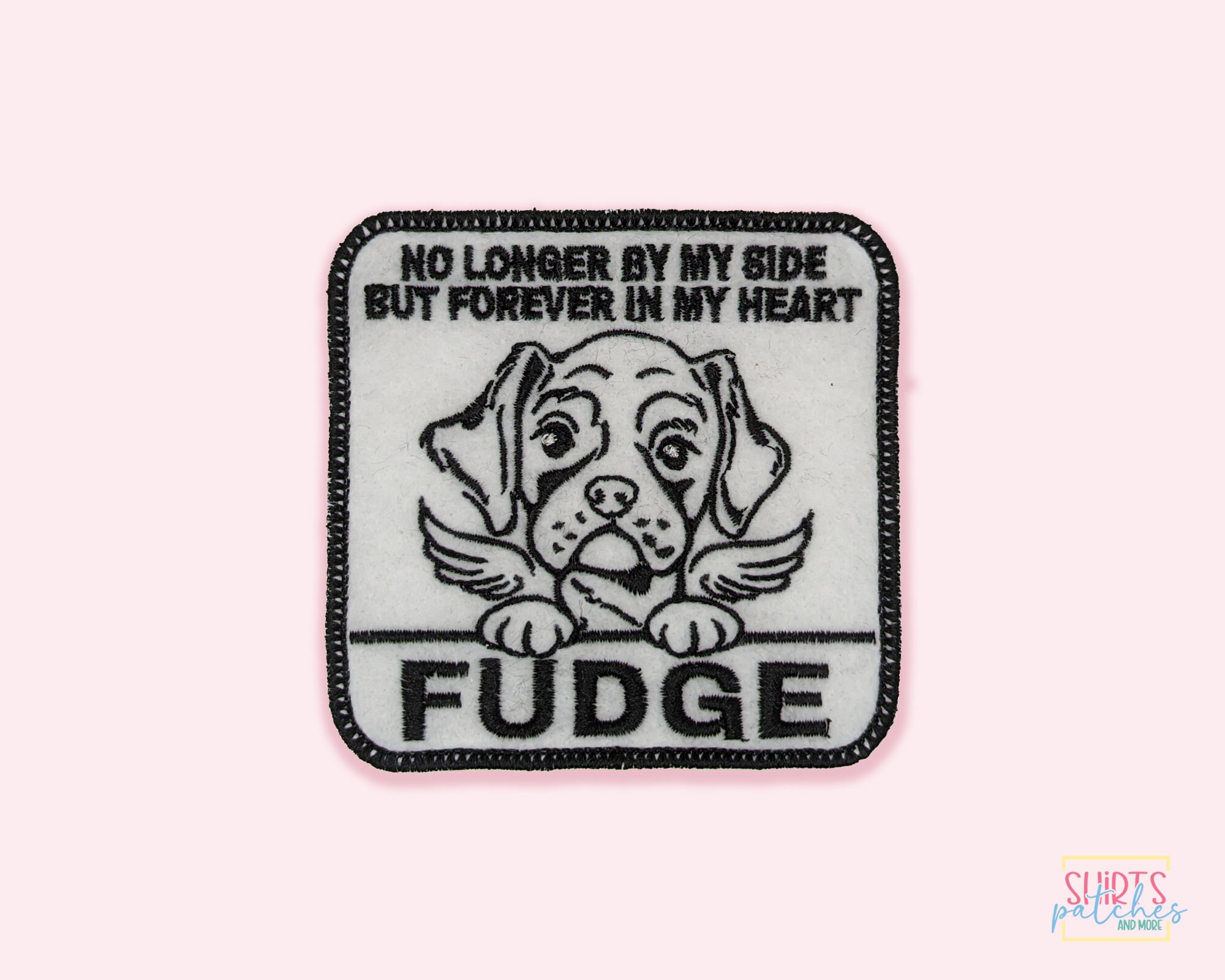 2 Embroidered Dog Name Patches, Velcro, Personalised Text/design
