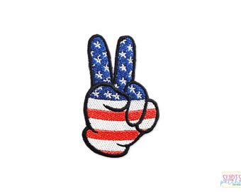 USA Flag Peace Sign Patch – Embroidered American Colors