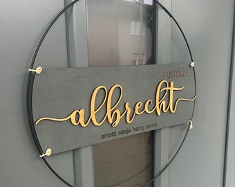 Familienschild | Türschild | Haustürschild | Metallring personalisiert