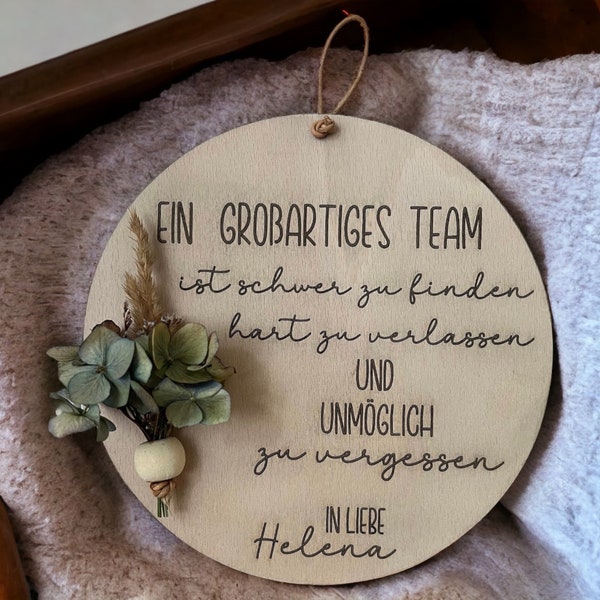 Arbeitskollegin | Schild | Geschenk | Abschied | Großartiges Team