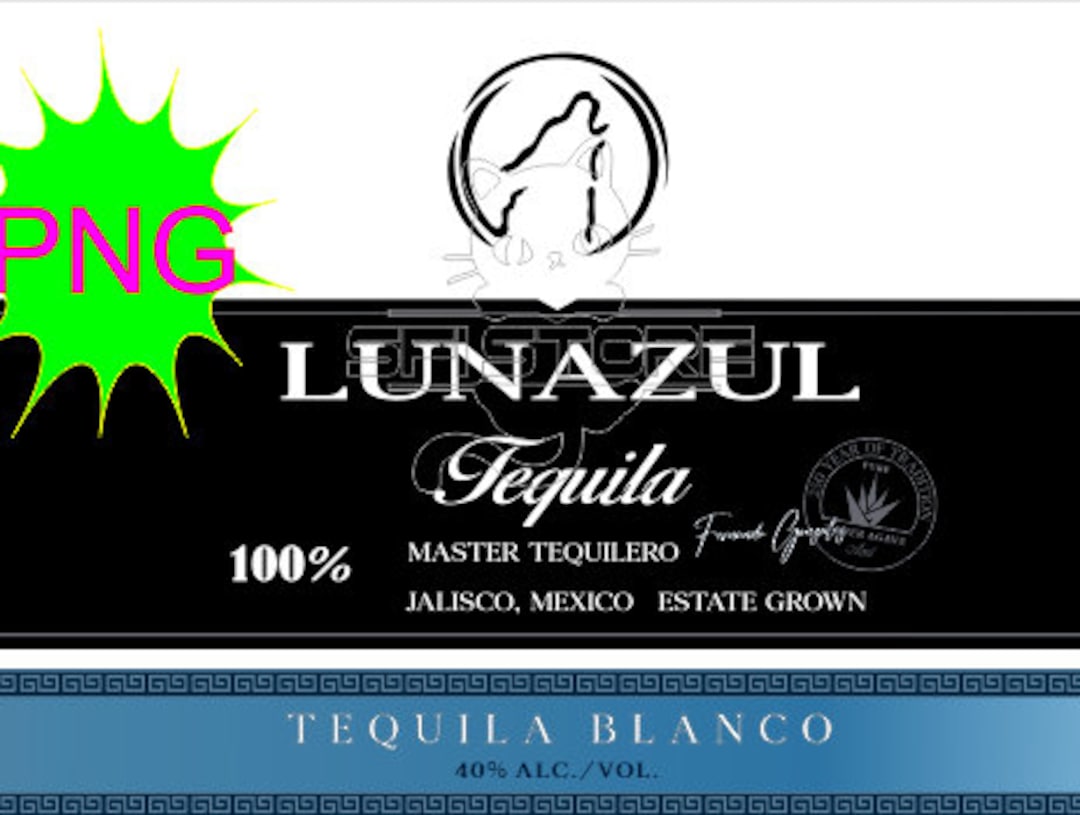 Tequila Lunazul Blanco Digital Label File for Download and Print, JPG