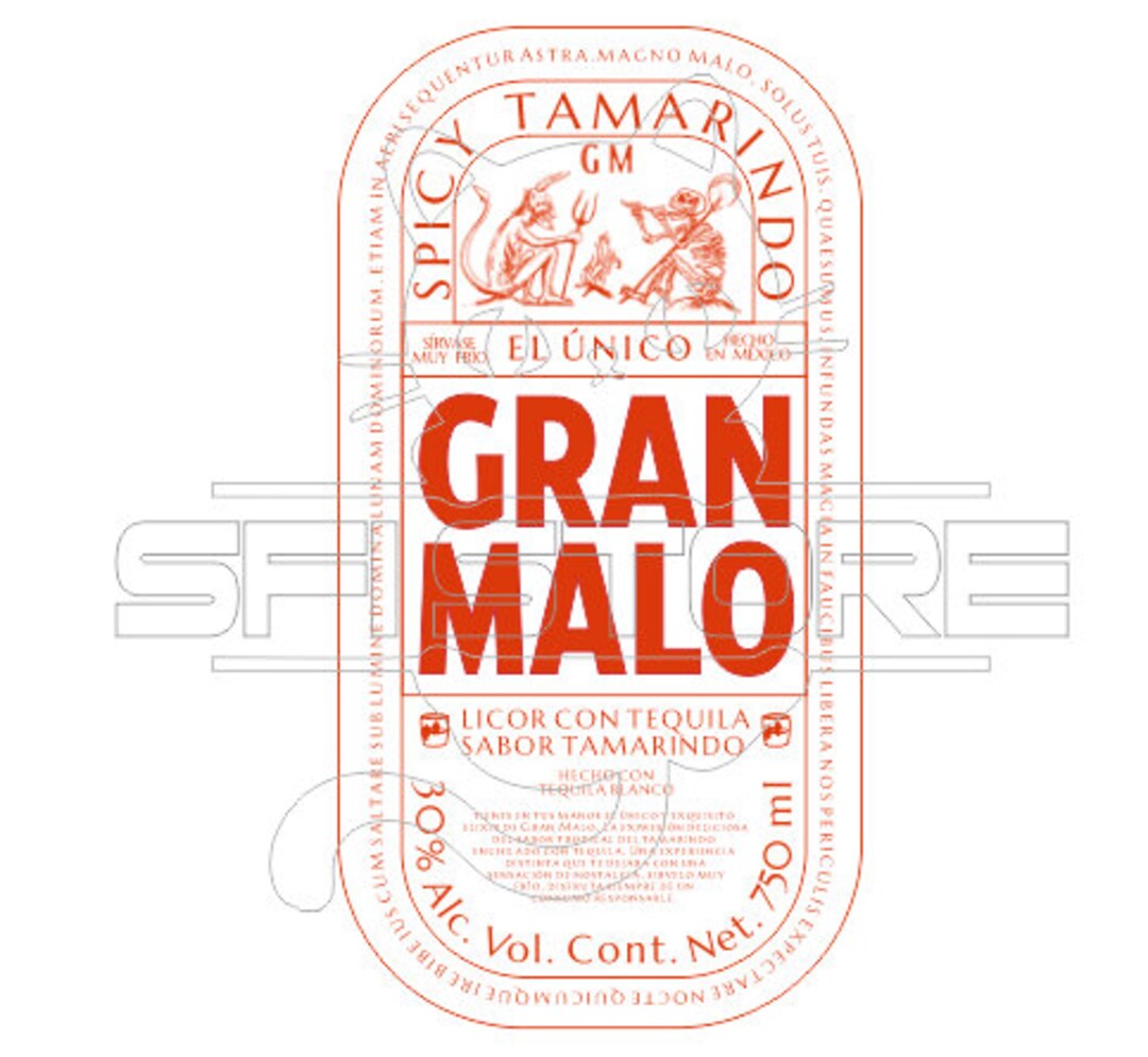 Tequila Gran Malo Digital Label File for Wrap Cake or Tshirt Etsy Tequila Gran Malo Digital Label File for Wrap Cake or Tshirt Etsy
