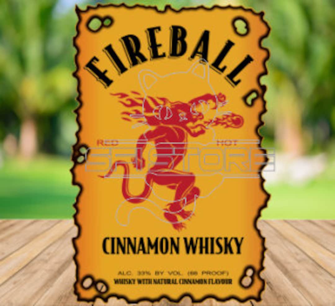 Fireball Cinammon Whisky Digital Label in PNG Format Whit Transparency ...