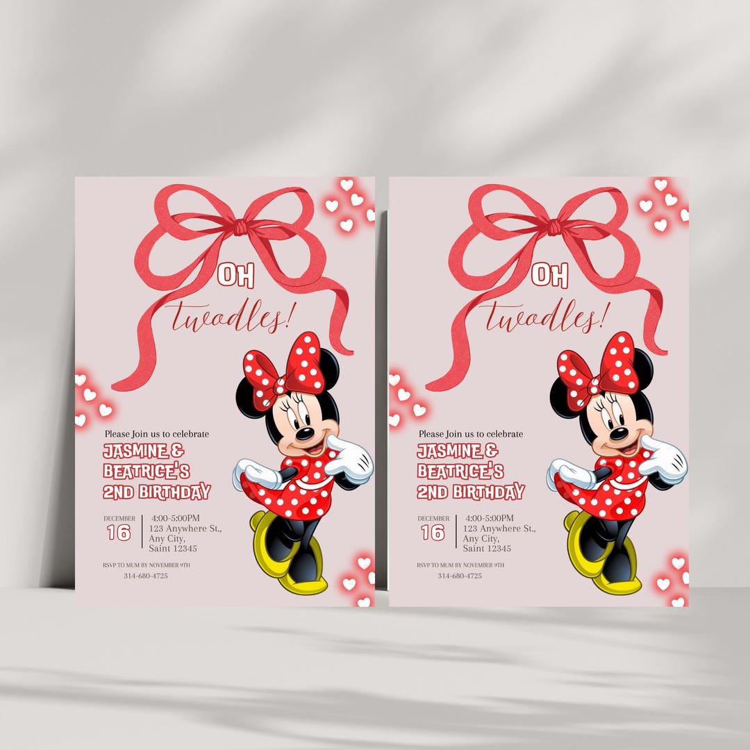 Pink Minnie Mouse Birthday Invitation | Editable Canva Template - Etsy