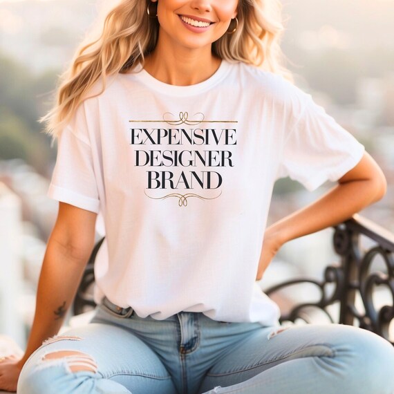 Expensive Designer Brand T shirt Luxury Parody Graphic Tee Sarcastic High Fashion Humor Ironic Designer Label Shirt Bold Statement Tee Etsy Canada