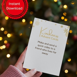50 Kindness Advent Cards Instant Download, Advent Activities, Mindful Advent Cards, Acts of Kindness, Christmas Printable, Advent Calendar