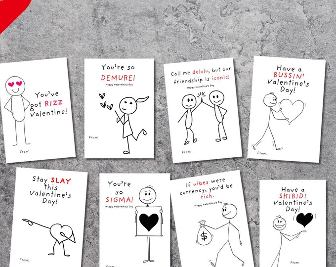 Teen Slang Printable Kids Valentines Day Card, Funny Kids Class ...