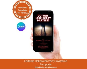 DIY Editable Scary Halloween Party Invitation Template, Scary Halloween Invite, Horror Party Invite, Cell Phone Party Invite, Personalized,