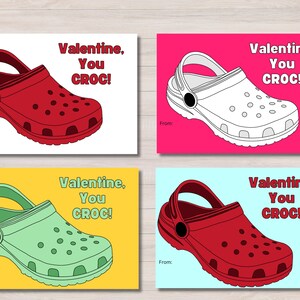 Carte de Saint-Valentin pour enfants imprimables You Croc, étiquette cadeau de la Saint-Valentin à l’école, cartes de Saint-Valentin Croc Charm, Retro Funny Valentine