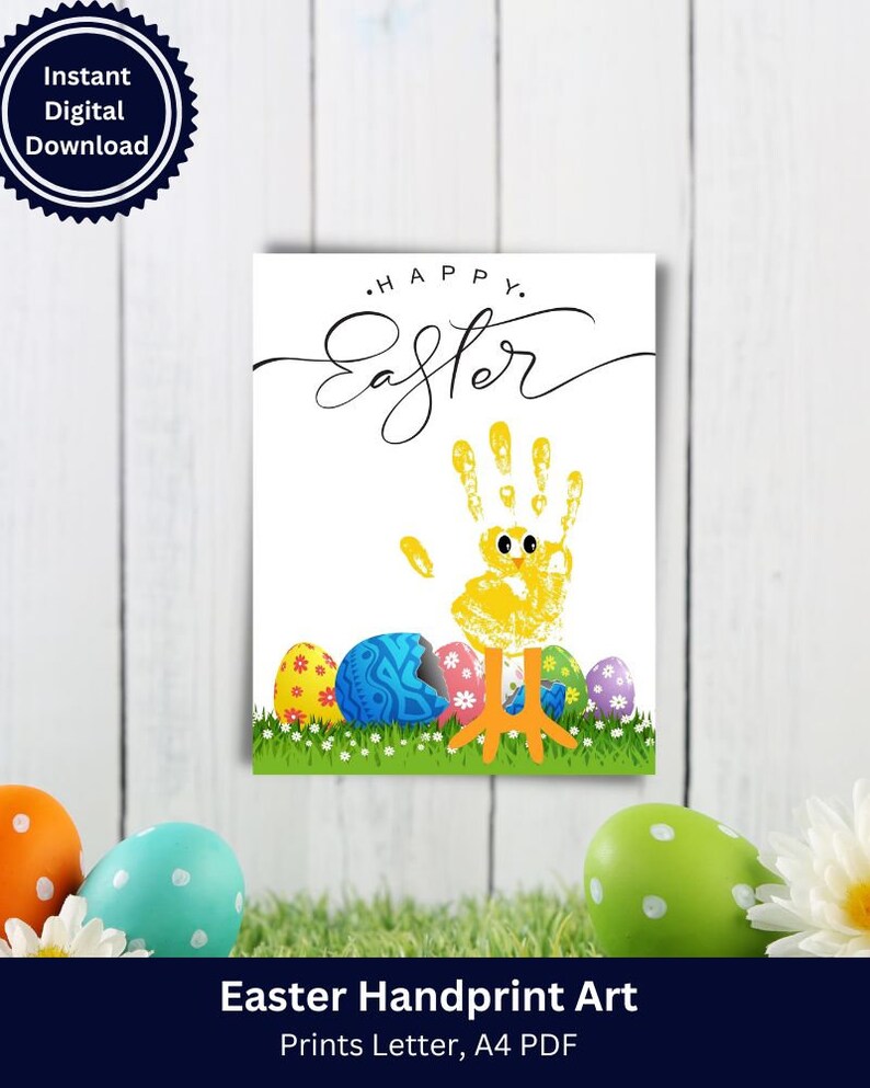 Easter Handprint Art Template Printable Craft Easter Etsy
