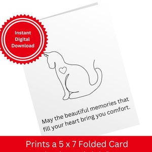 Carte de condoléances de perte de chat, carte de sympathie de chat, carte de téléchargement instantané de perte d&#39;animal de compagnie, carte de décès d&#39;animal de compagnie, carte imprimable, deuil de chat