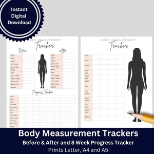Body Measurement Tracker, Printable Body Measurement Chart, Male and ...