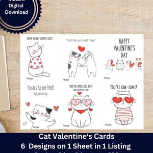 Cartes de la Saint-Valentin chat, carte chat, cartes de la Saint-Valentin chat, Saint-Valentin imprimable, cartes de la Saint-Valentin en classe, jolies Saint-Valentin, carte pour enfants