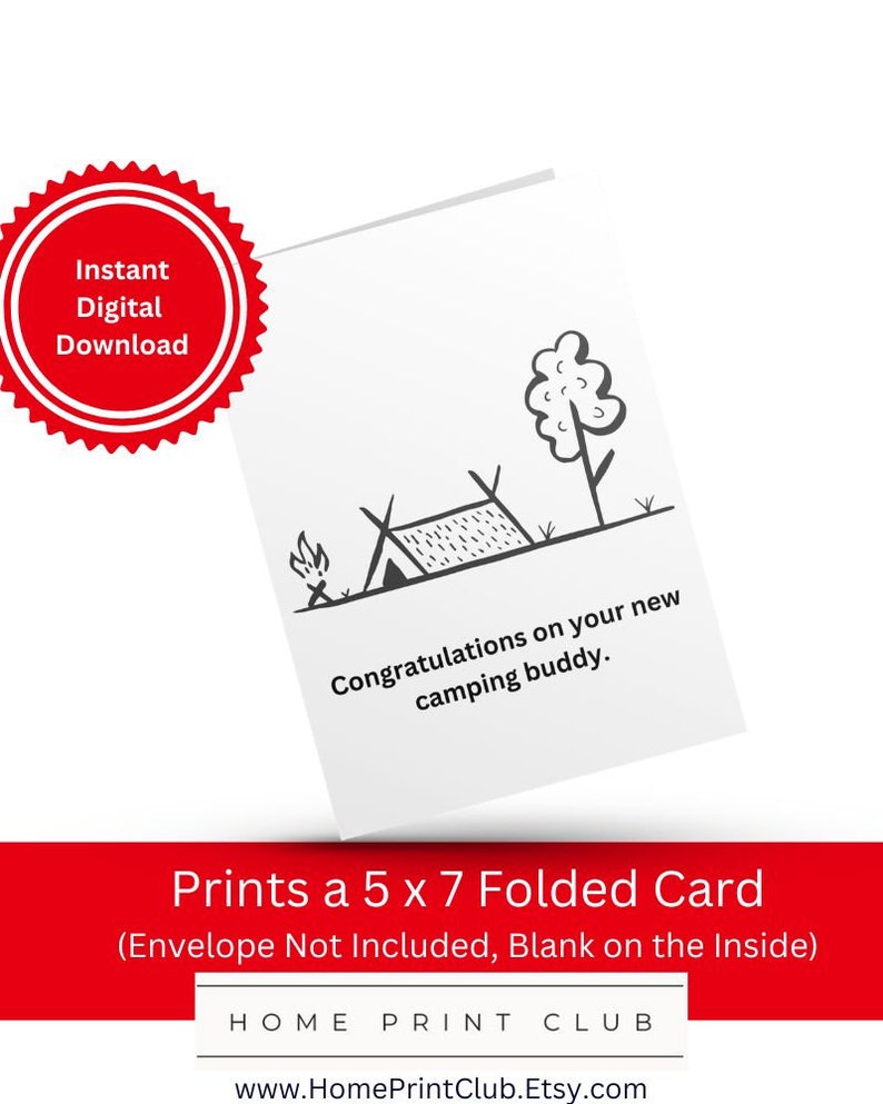Noteboom Rv Congratulations Congratulations on Your New Camping Buddy Printable Card, New Camp Baby ...