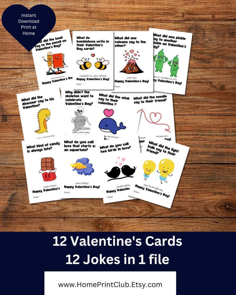 Kids Joke Printable Valentines Day Card, Kids Jokes School Classroom ...