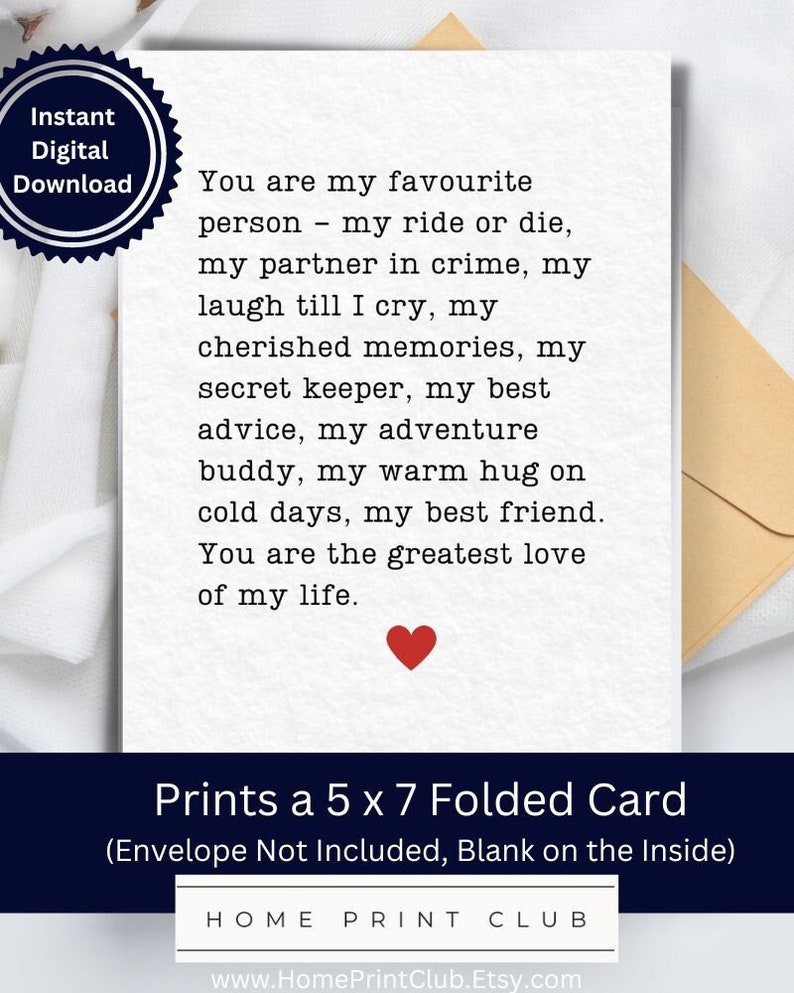 Best Friend Printable Card, Greatest Love Card, BFF Card, Happy ...