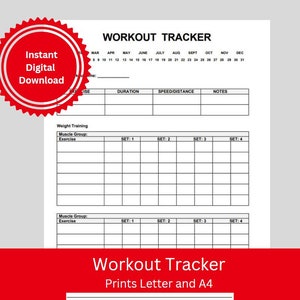 Workout Tracker, Fitness Tracker, Exercise Tracker, Fitness Log, Workout Printable, Gym Tracker, Printable Daily Workout Tracker, Planner