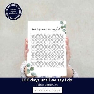 Wedding Countdown, 100 Days Until Wedding, Engagement Gift, 100 Day ...