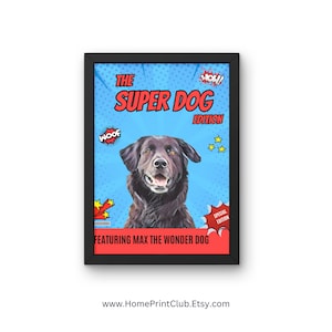 Custom Photo Dog Comic Book Cover, Personalized Dog Comic Book Poster, Dog Gift, Digital Download, Custom Pet Portrait, Gift for Dog Lover