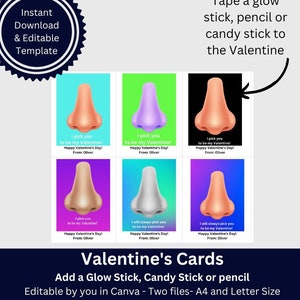 Bewerkbare grappige neusplukken Valentijnsdag, klas Glow Stick Valentijnsdag, leuke potloodhouder Valentijnsdag, Pixie Sticks Valentijnsdag, ik kies jou